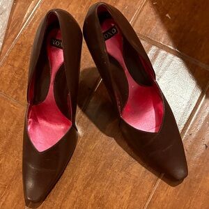 XOXO Dark Brown Heels with Pink Lining